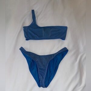 Blue sparkly one shoulder Triangl bikini